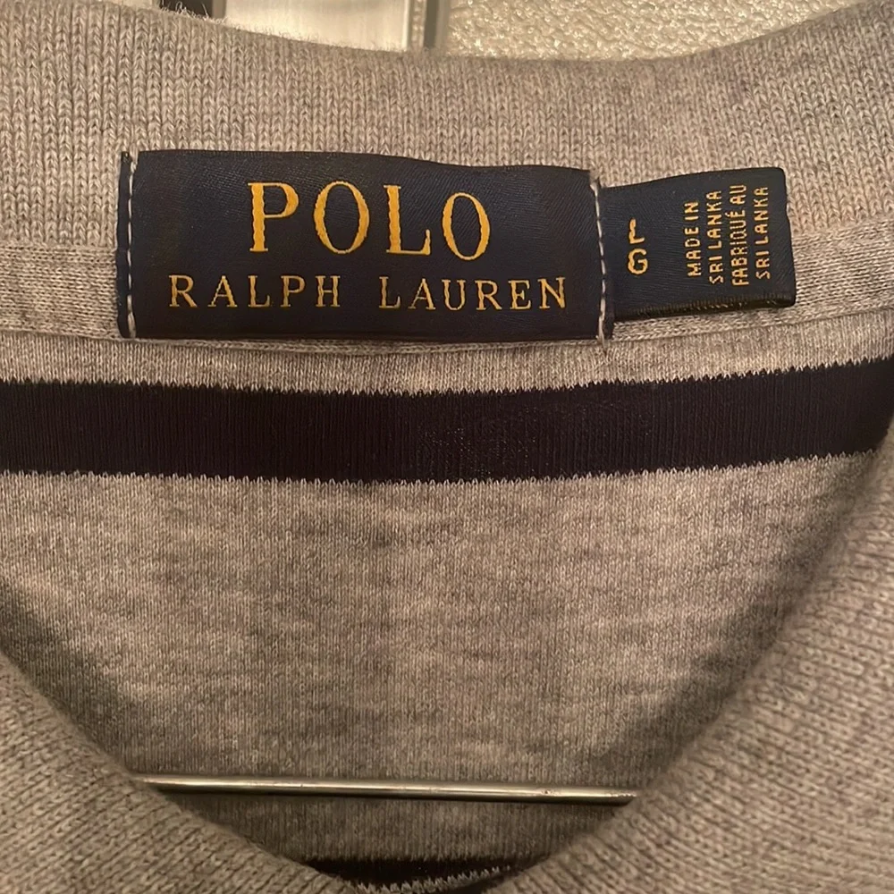 Grey and navy blue striped Polo shirt. - Picture 2 of 3